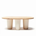 Tafel van hout voor de eetkamer met cilindrische poten - 150 x 80 x 40cm